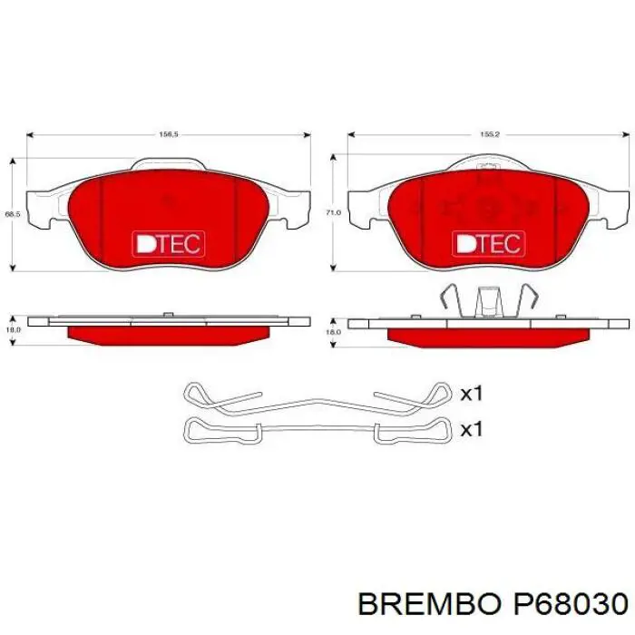 Pastillas de freno P68030 Brembo