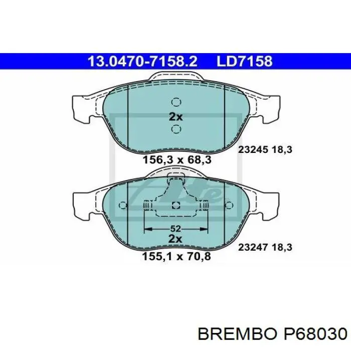 Pastillas de freno delanteras Brembo P68030