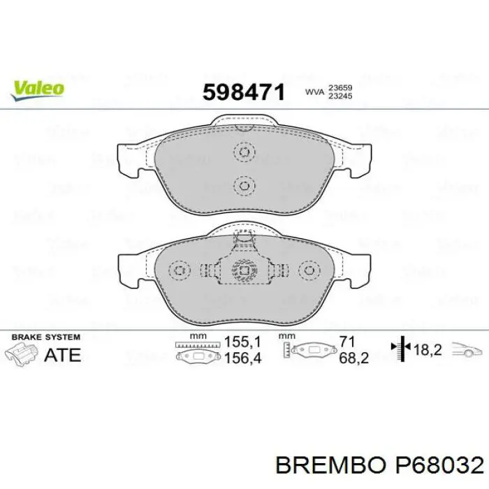 P68032 Brembo Pastillas delanteras