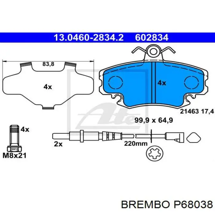 P68038 Brembo pastillas de freno delanteras