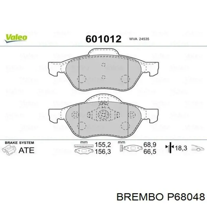 Comprar P68048 Brembo Pastillas delanteras de freno