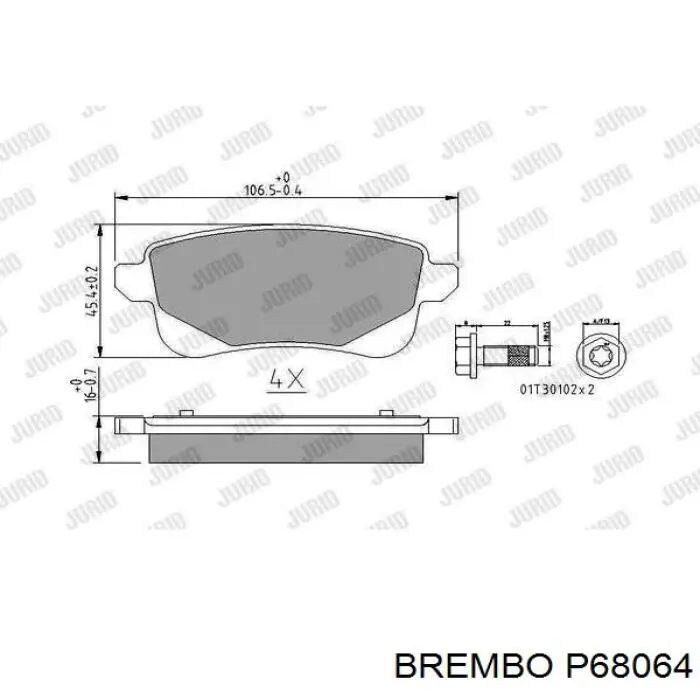 Pastillas de freno traseras P68064 Brembo
