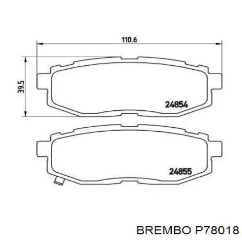 Pastillas de freno traseras P78018 Brembo