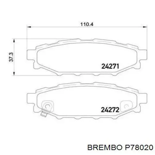 Pastillas de freno traseras P78020 Brembo