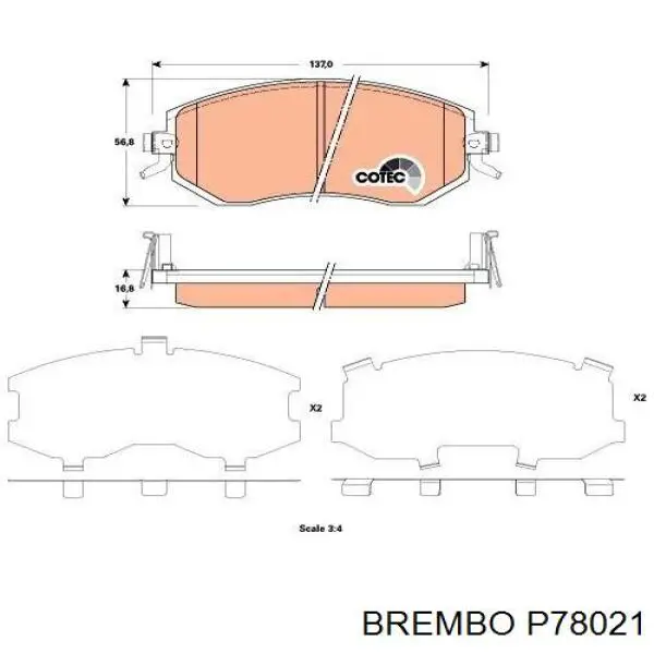 P78021 Brembo pastillas de freno delanteras