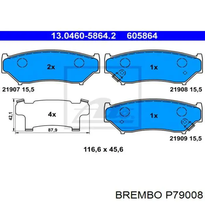P79008 Brembo Pastillas delanteras