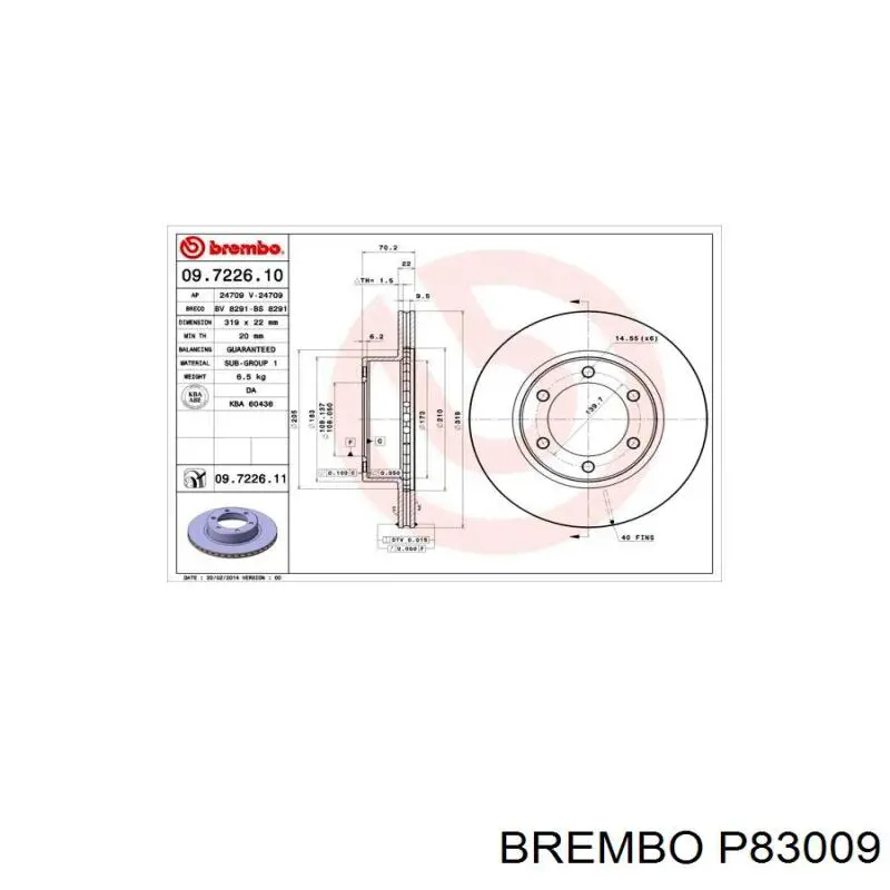 Comprar P83009 Brembo Pastillas delanteras de freno