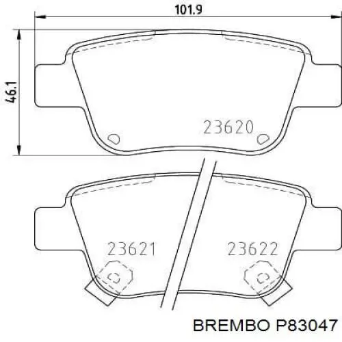 Pastillas traseras Brembo P83047