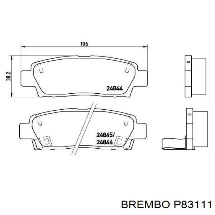 P83111 Brembo pastillas de freno traseras