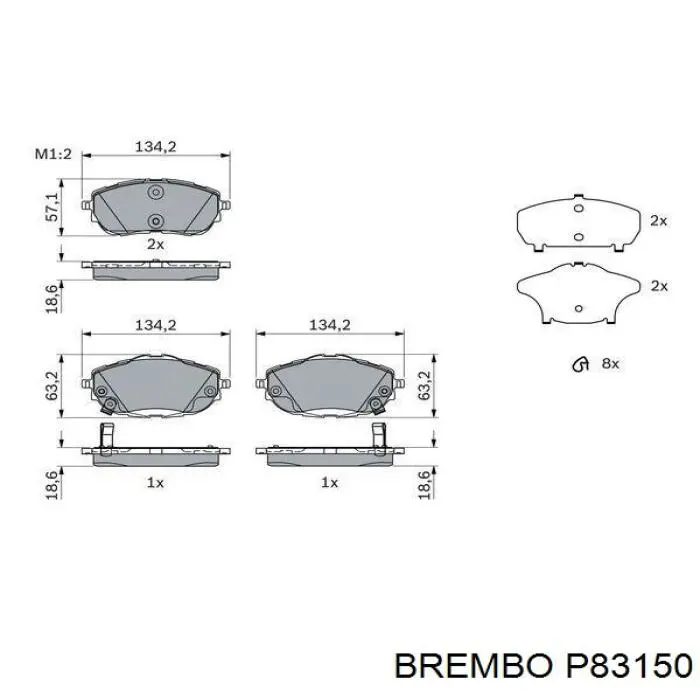 Pastillas de freno P83150 Brembo