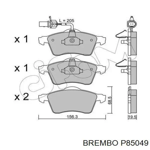 Comprar P85049 Brembo Pastillas delanteras de freno