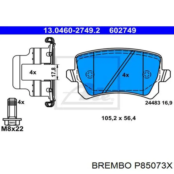 Comprar P85073X Brembo Pastillas de freno traseras