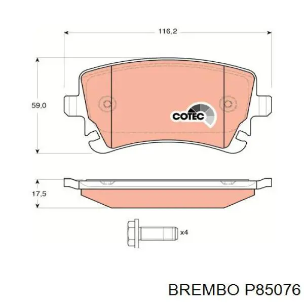 Comprar P85076 Brembo Pastillas de freno traseras