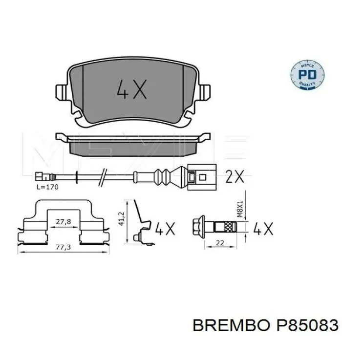 Pastillas de freno traseras P85083 Brembo