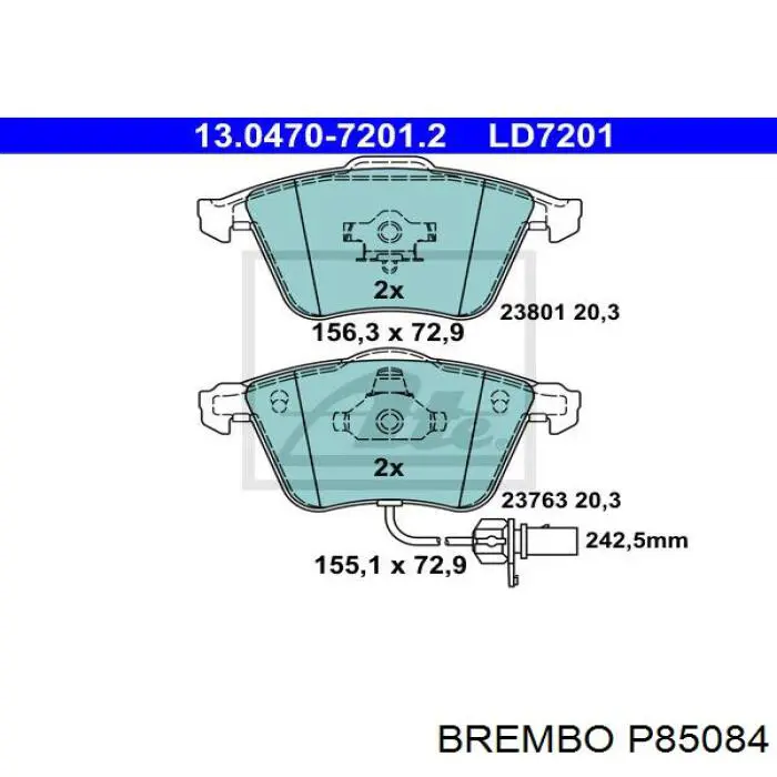Pastillas de freno delanteras Brembo P85084