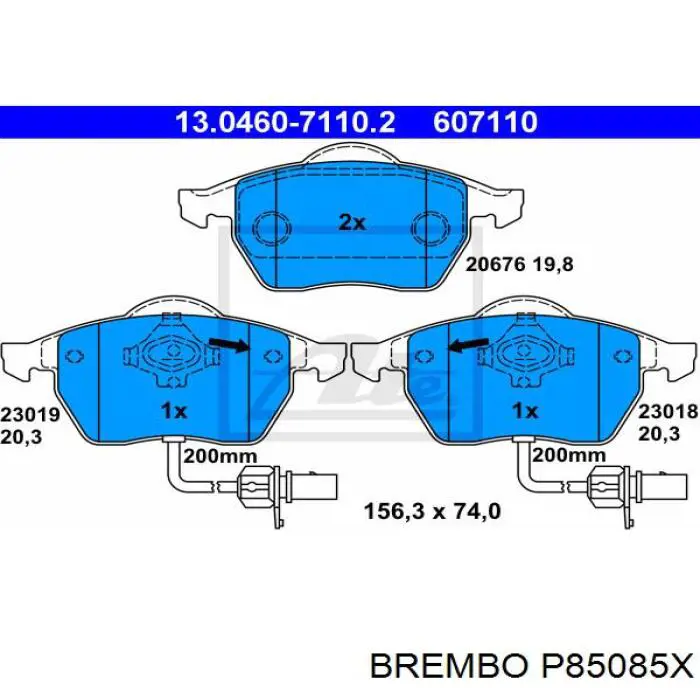 P85085X Brembo pastillas de freno delanteras