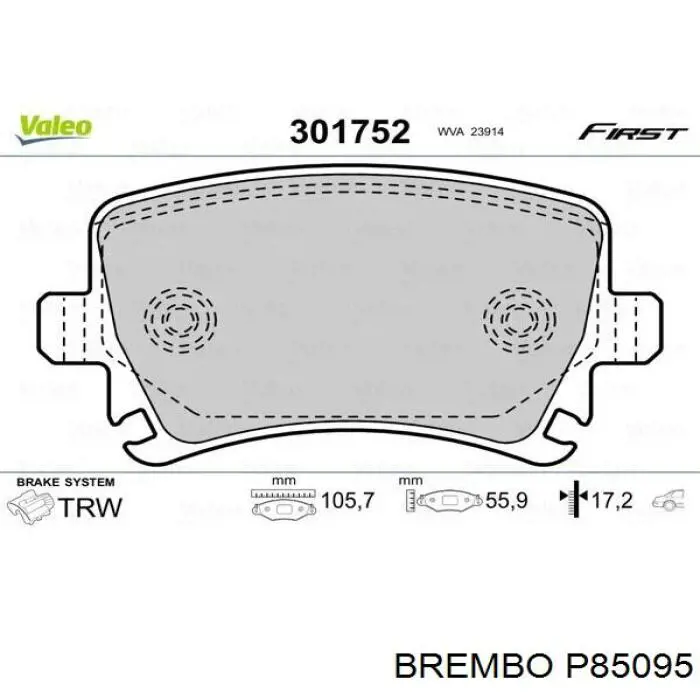 Pastillas traseras Brembo P85095