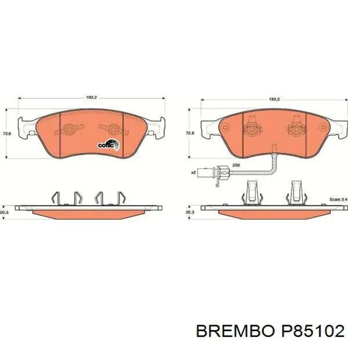 P85102 Brembo pastillas de freno delanteras