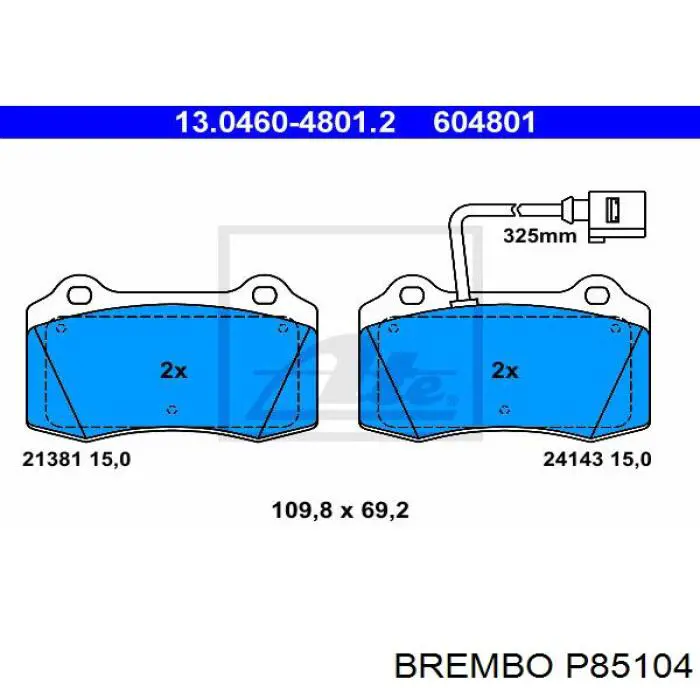 P 85 104 Brembo pastillas de freno delanteras