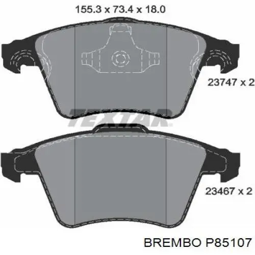 P 85 107 Brembo pastillas de freno delanteras