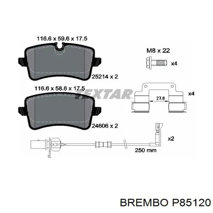 Pastillas de freno traseras P85120 Brembo