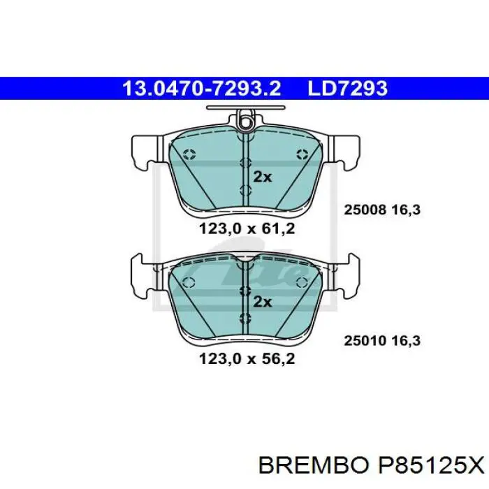 P85125X Brembo pastillas de freno traseras
