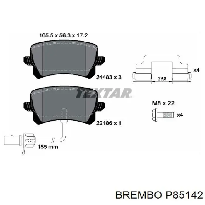 P 85 142 Brembo pastillas de freno traseras