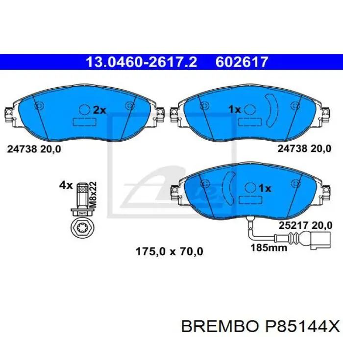 P85144X Brembo pastillas de freno delanteras