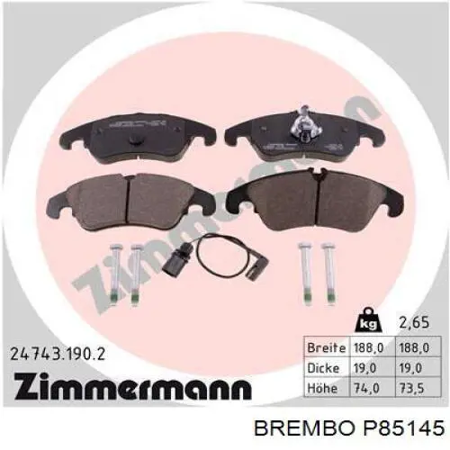 Pastillas de freno delanteras Brembo P85145