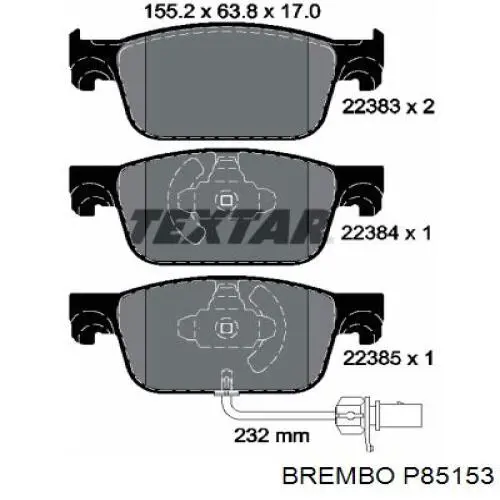 Pastillas de freno P85153 Brembo