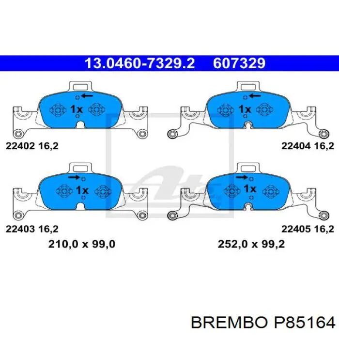 P85164 Brembo Pastillas delanteras