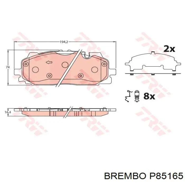 Comprar P85165 Brembo Pastillas delanteras de freno
