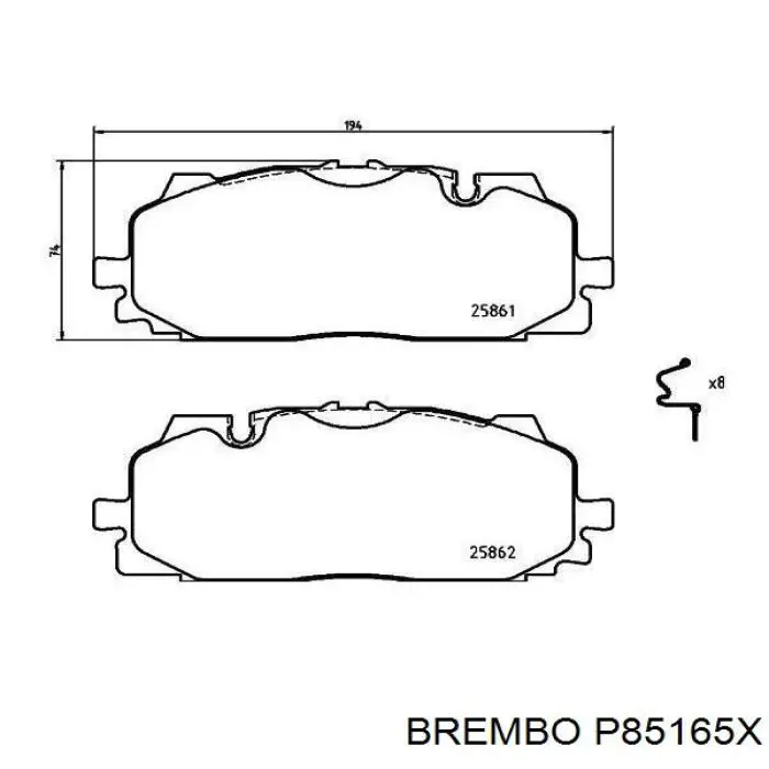 Pastillas de freno P85165X Brembo