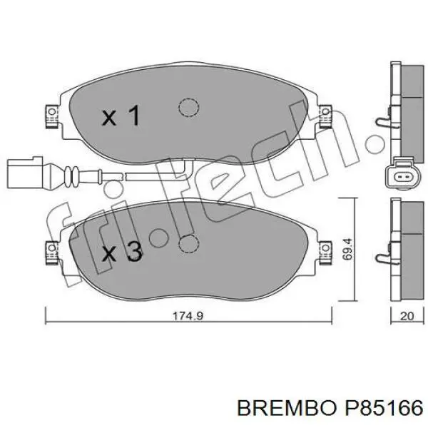 P 85 166 Brembo pastillas de freno delanteras