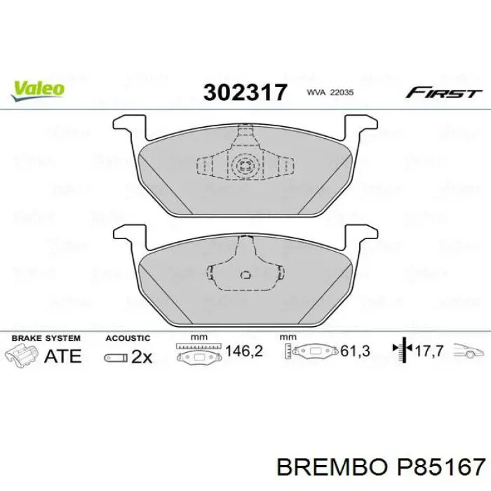 Pastillas de freno P85167 Brembo