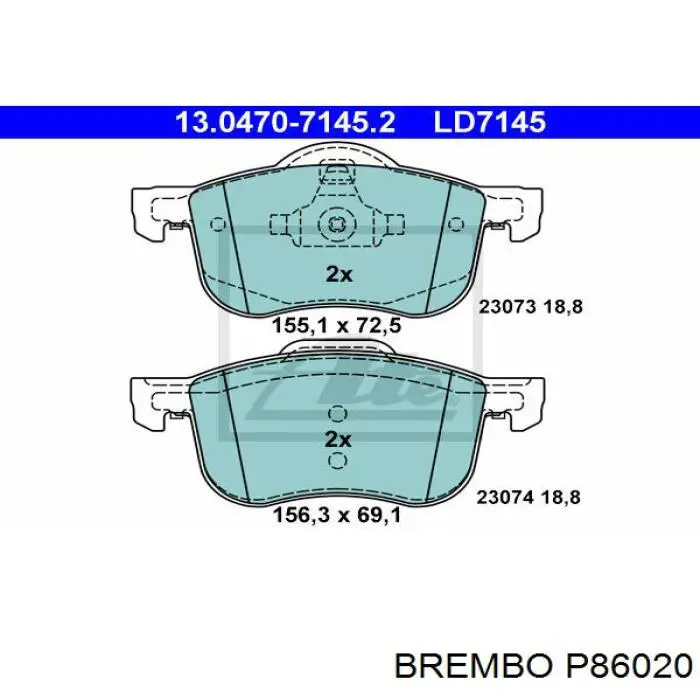 P86020 Brembo pastillas de freno delanteras