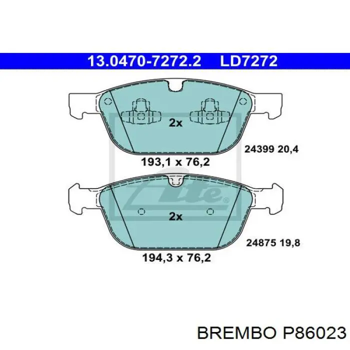 Comprar P86023 Brembo Pastillas delanteras de freno