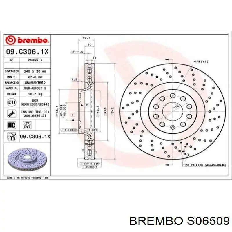 Zapatas de freno de mano S06509 Brembo