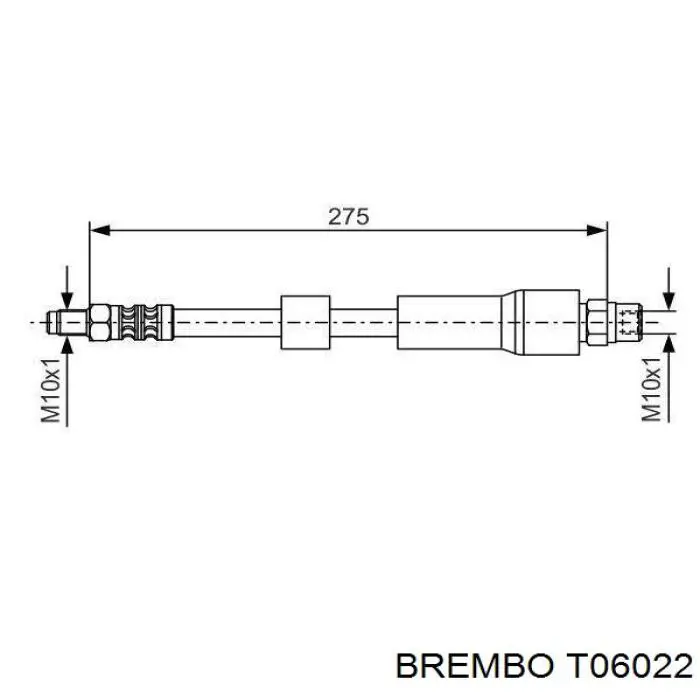 T06022 Brembo tubo flexible de frenos trasero