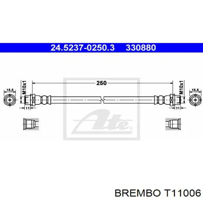 T11006 Brembo latiguillo de freno trasero