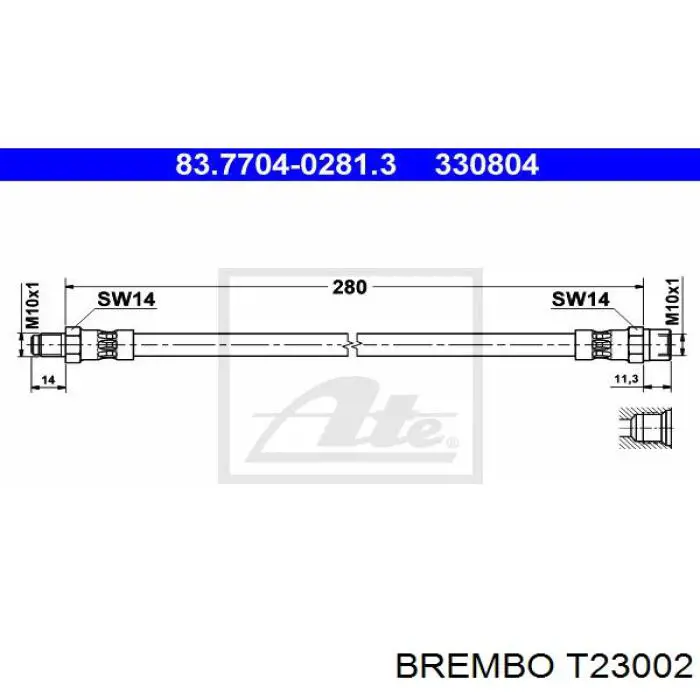 T23002 Brembo latiguillo de freno delantero