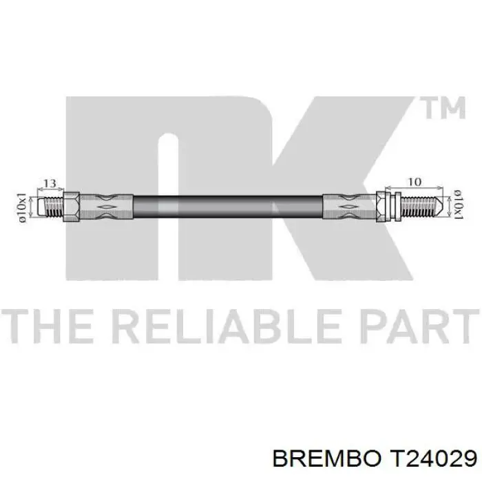 T24029 Brembo tubo flexible de frenos trasero