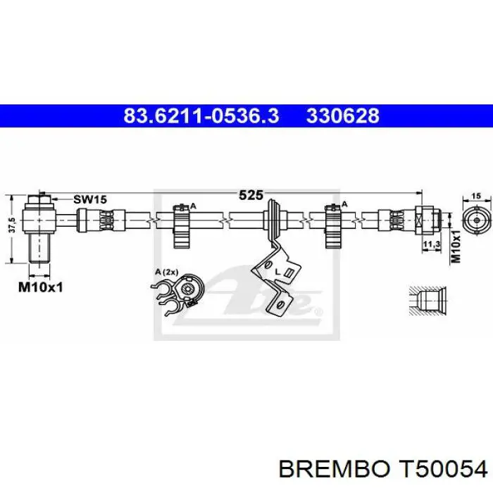 T50054 Brembo latiguillos de freno delantero izquierdo
