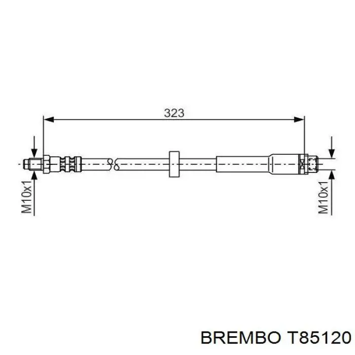 T85120 Brembo tubo flexible de frenos trasero