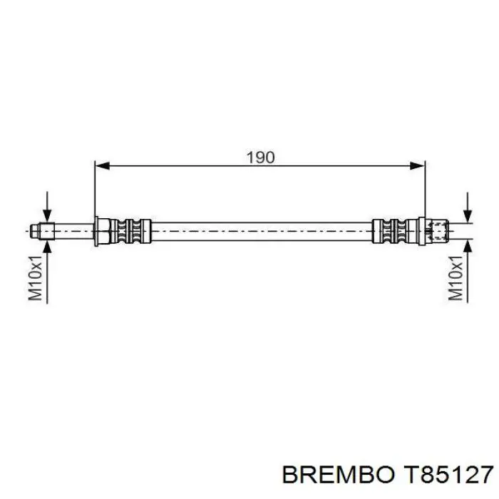 T85127 Brembo tubo flexible de frenos trasero