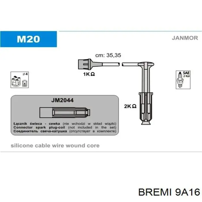 9A16 Bremi juego de cables de encendido