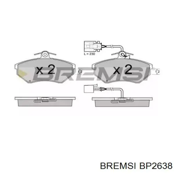 BP2638 Bremsi pastillas de freno delanteras