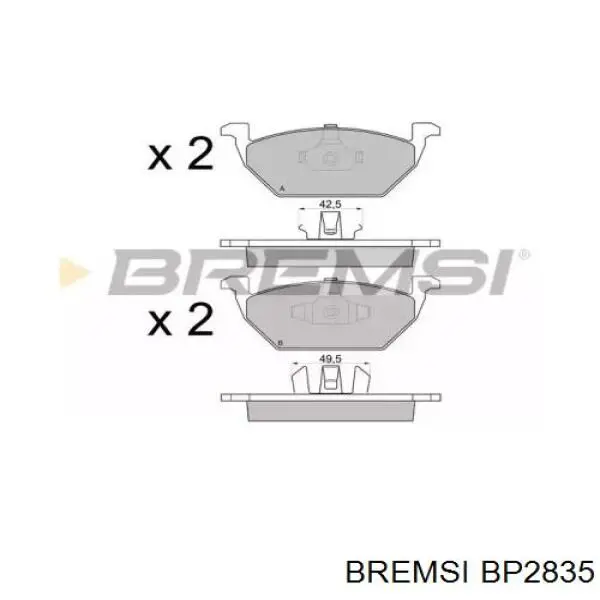 BP2835 Bremsi Pastillas delanteras