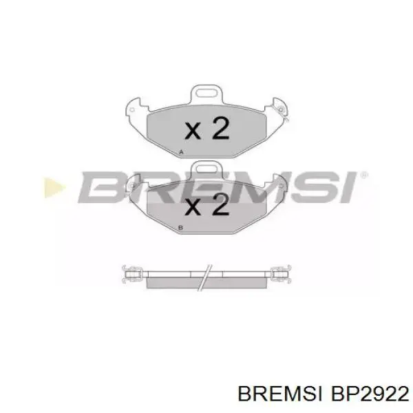 BP2922 Bremsi Pastillas freno traseras