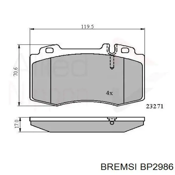 Pastillas de freno delanteras Bremsi BP2986